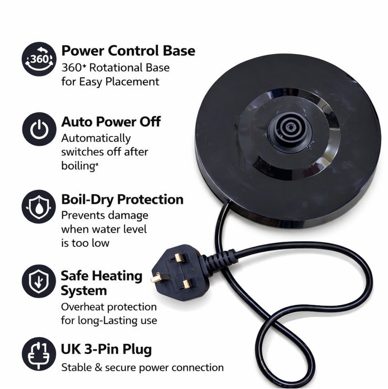 جليز غلاية كهربائية زجاجية سعة 1.8 لتر بقوة 1500 واط | زجاج بوروسيليكات عالي الجودة مقاوم للحرارة | غليان سريع | إيقاف تشغيل تلقائي للسلامة - Image 4